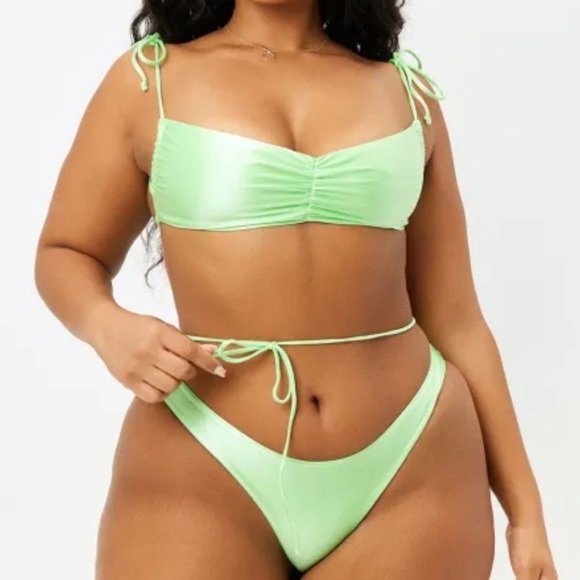Frankie's Bikinis Other - Frankies Bikinis Naomi Osaka Foxy Satin Bikini Bottoms Honeydew Green Cheeky XL